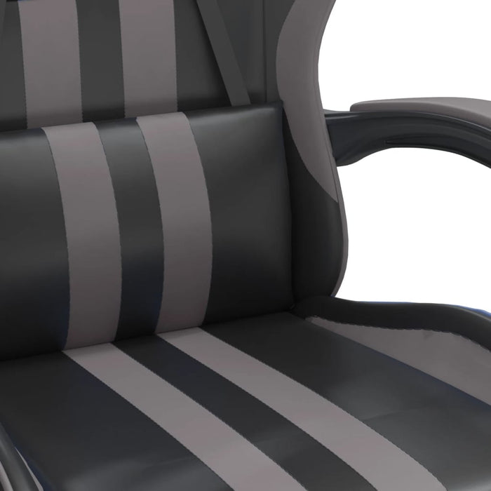 Scaun de gaming cu suport picioare, negru/gri, piele ecologică - WALTI WALTI