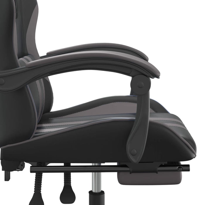 Scaun de gaming cu suport picioare, negru/gri, piele ecologică - WALTI WALTI