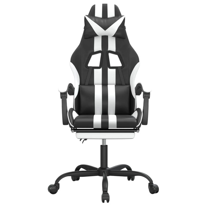 Scaun de gaming cu suport picioare, negru/alb, piele ecologică - WALTI WALTI
