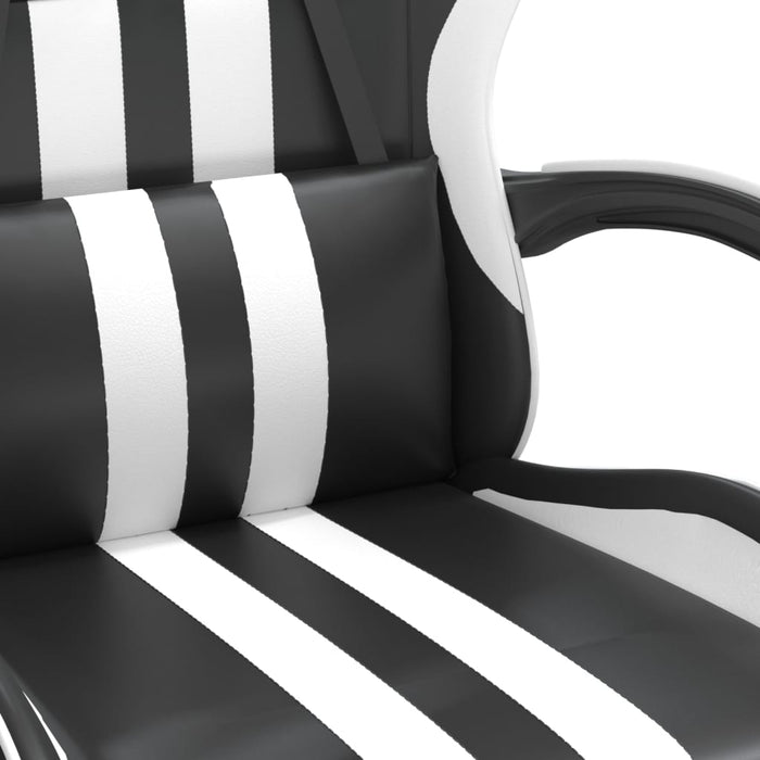 Scaun de gaming cu suport picioare, negru/alb, piele ecologică - WALTI WALTI