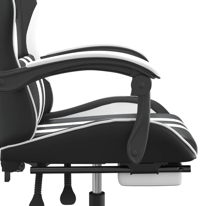 Scaun de gaming cu suport picioare, negru/alb, piele ecologică - WALTI WALTI