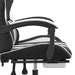 Scaun de gaming cu suport picioare, negru/alb, piele ecologică - WALTI WALTI