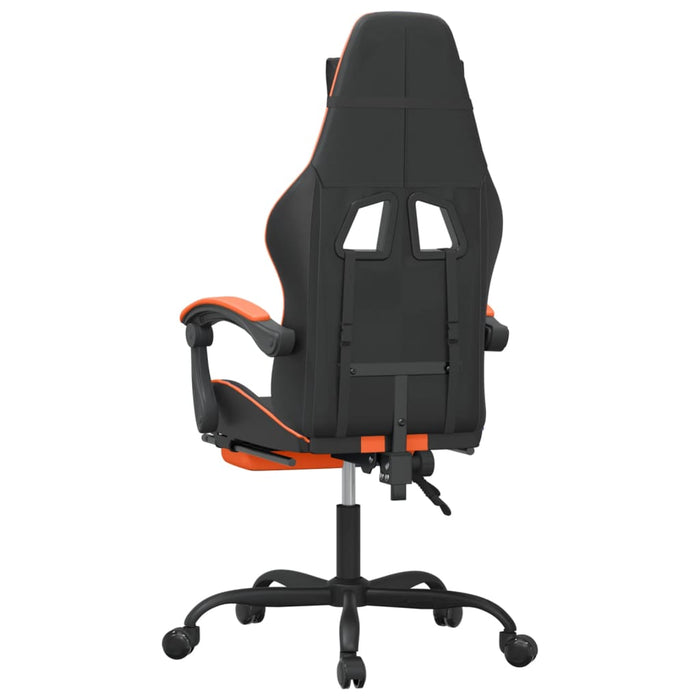 Scaun de gaming cu suport picioare, negru/oranj, piele eco - WALTI WALTI