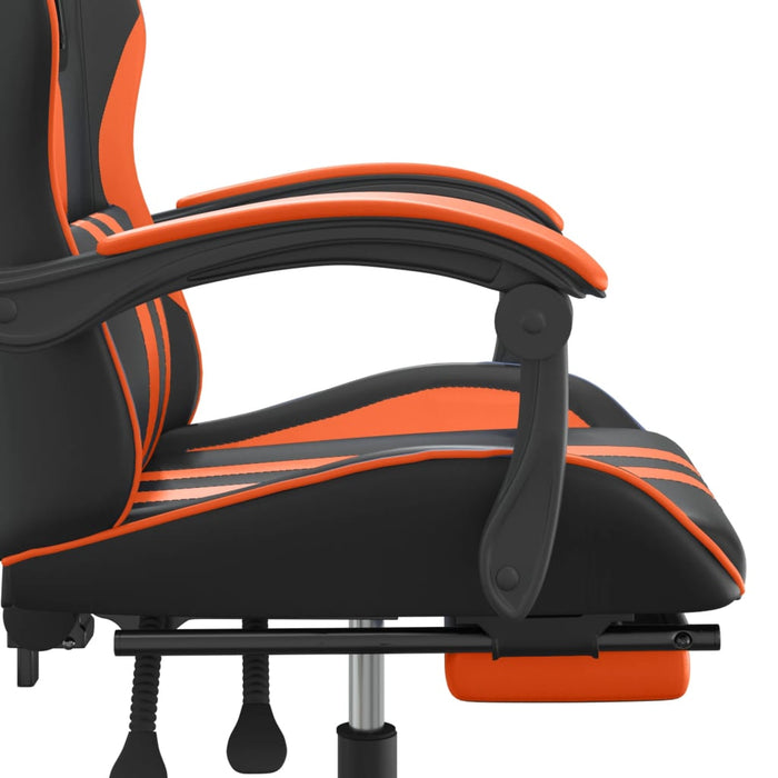 Scaun de gaming cu suport picioare, negru/oranj, piele eco - WALTI WALTI