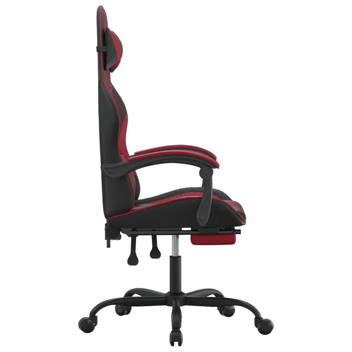 Scaun de gaming cu suport picioare, negru/roșu vin, piele eco - WALTI WALTI