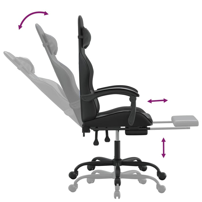Scaun de gaming cu suport picioare, negru, piele ecologică - WALTI WALTI