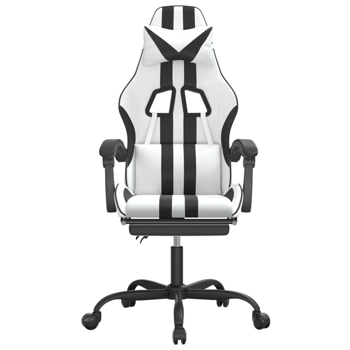 Scaun de gaming cu suport picioare, alb/negru, piele ecologică - WALTI WALTI