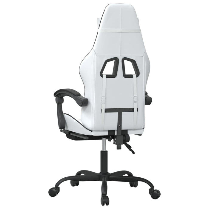 Scaun de gaming cu suport picioare, alb/negru, piele ecologică - WALTI WALTI