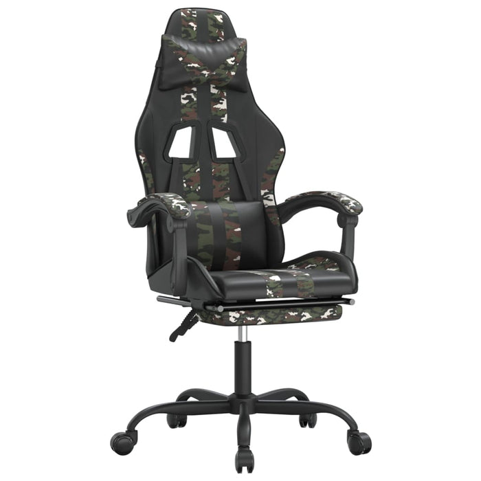 Scaun de gaming cu suport picioare, negru/camuflaj, piele eco - WALTI WALTI