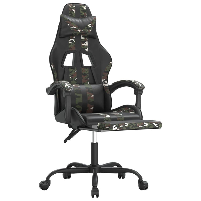 Scaun de gaming cu suport picioare, negru/camuflaj, piele eco - WALTI WALTI