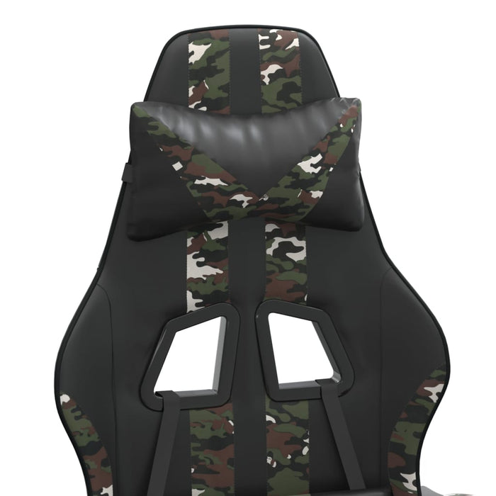 Scaun de gaming cu suport picioare, negru/camuflaj, piele eco - WALTI WALTI