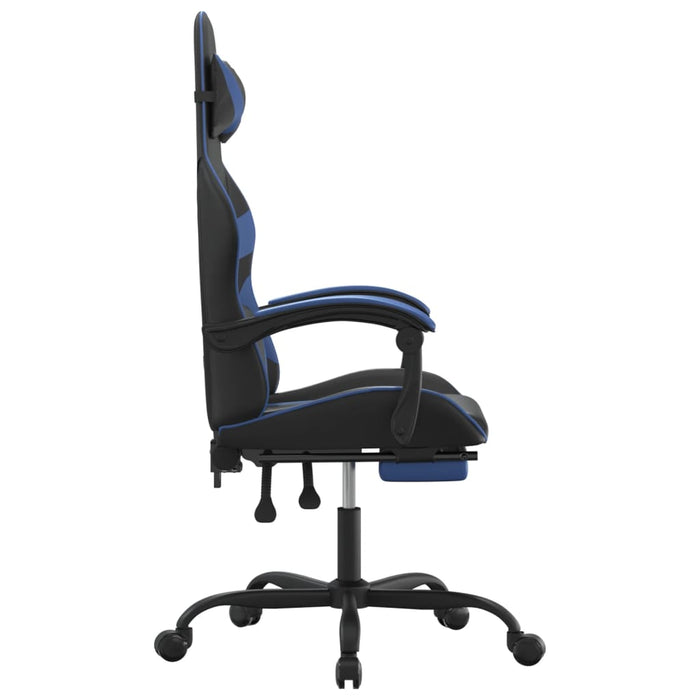 Scaun de gaming cu suport picioare, negru/albastru, piele eco - WALTI WALTI