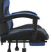 Scaun de gaming cu suport picioare, negru/albastru, piele eco - WALTI WALTI