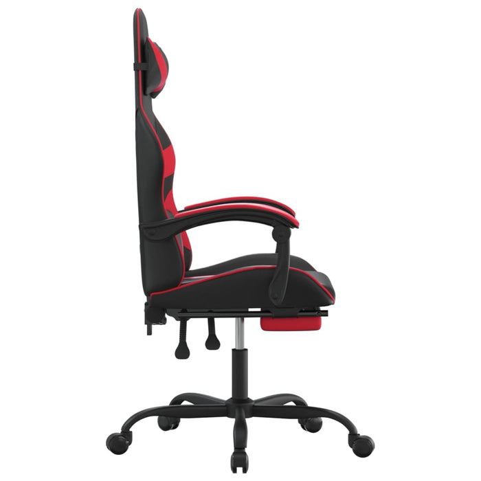 Scaun de gaming cu suport picioare, negru/roșu, piele ecologică - WALTI WALTI