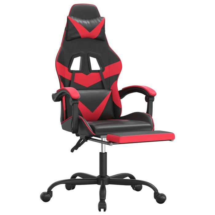 Scaun de gaming cu suport picioare, negru/roșu, piele ecologică - WALTI WALTI