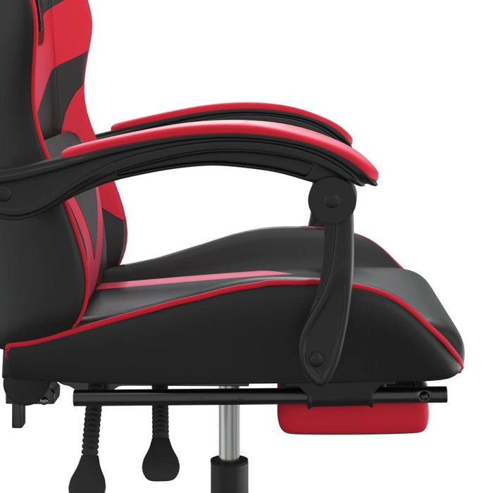 Scaun de gaming cu suport picioare, negru/roșu, piele ecologică - WALTI WALTI
