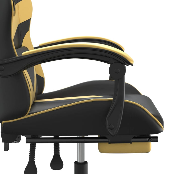 Scaun de gaming cu suport picioare negru/auriu, piele ecologică - WALTI WALTI