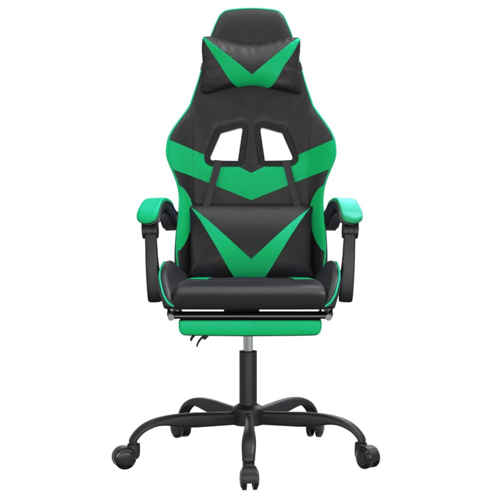 Scaun de gaming cu suport picioare negru/verde, piele ecologică - WALTI WALTI