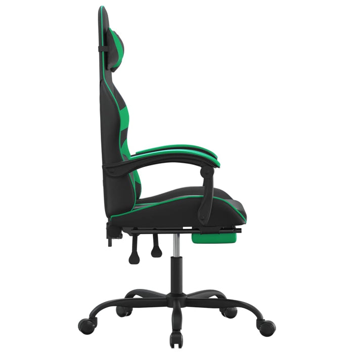 Scaun de gaming cu suport picioare negru/verde, piele ecologică - WALTI WALTI