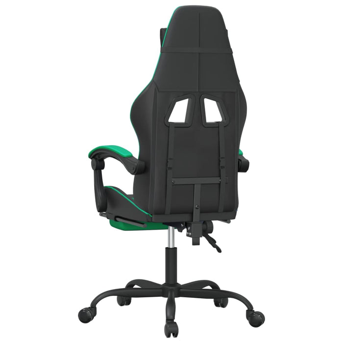 Scaun de gaming cu suport picioare negru/verde, piele ecologică - WALTI WALTI