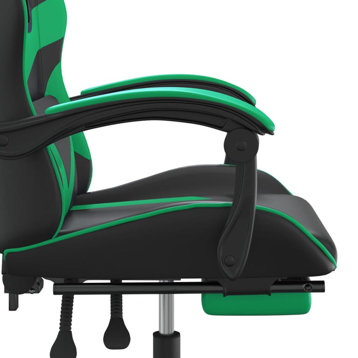 Scaun de gaming cu suport picioare negru/verde, piele ecologică - WALTI WALTI