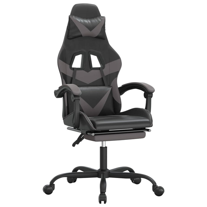 Scaun de gaming cu suport picioare, negru/gri, piele ecologică - WALTI WALTI
