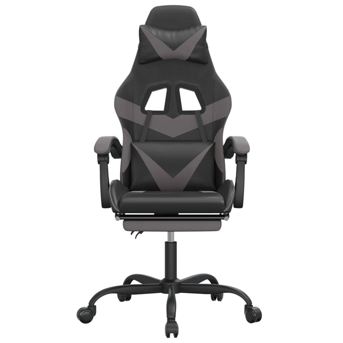 Scaun de gaming cu suport picioare, negru/gri, piele ecologică - WALTI WALTI