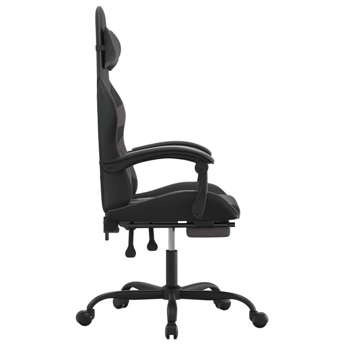 Scaun de gaming cu suport picioare, negru/gri, piele ecologică - WALTI WALTI