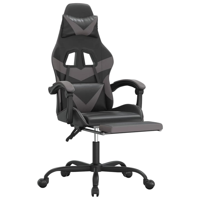 Scaun de gaming cu suport picioare, negru/gri, piele ecologică - WALTI WALTI