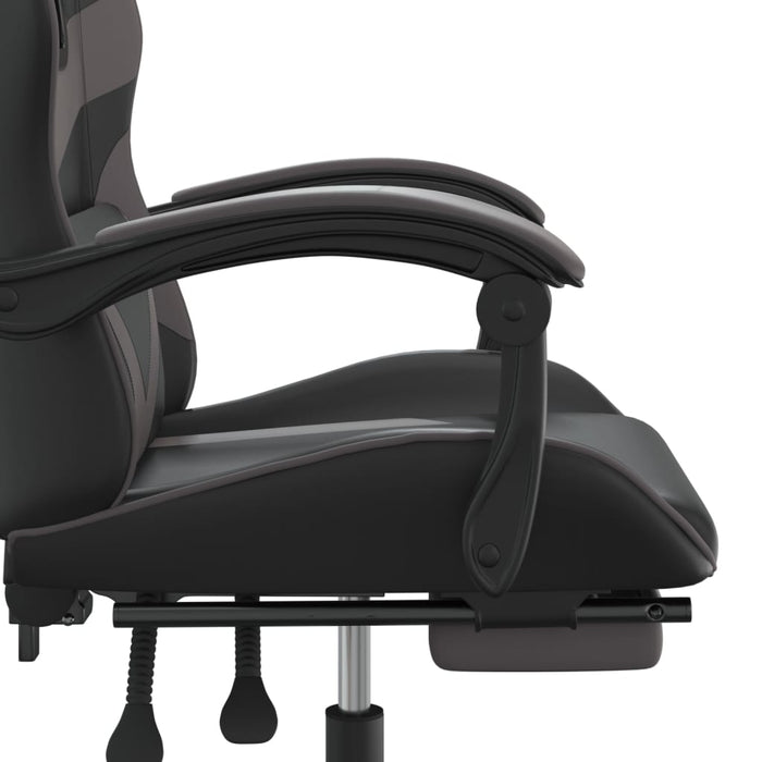 Scaun de gaming cu suport picioare, negru/gri, piele ecologică - WALTI WALTI