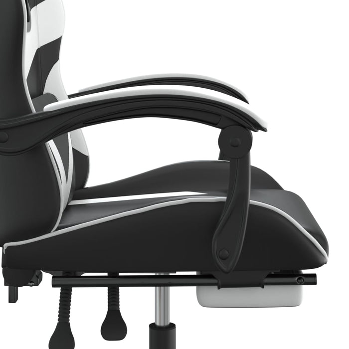 Scaun de gaming cu suport picioare, negru/alb, piele ecologică - WALTI WALTI