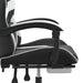 Scaun de gaming cu suport picioare, negru/alb, piele ecologică - WALTI WALTI