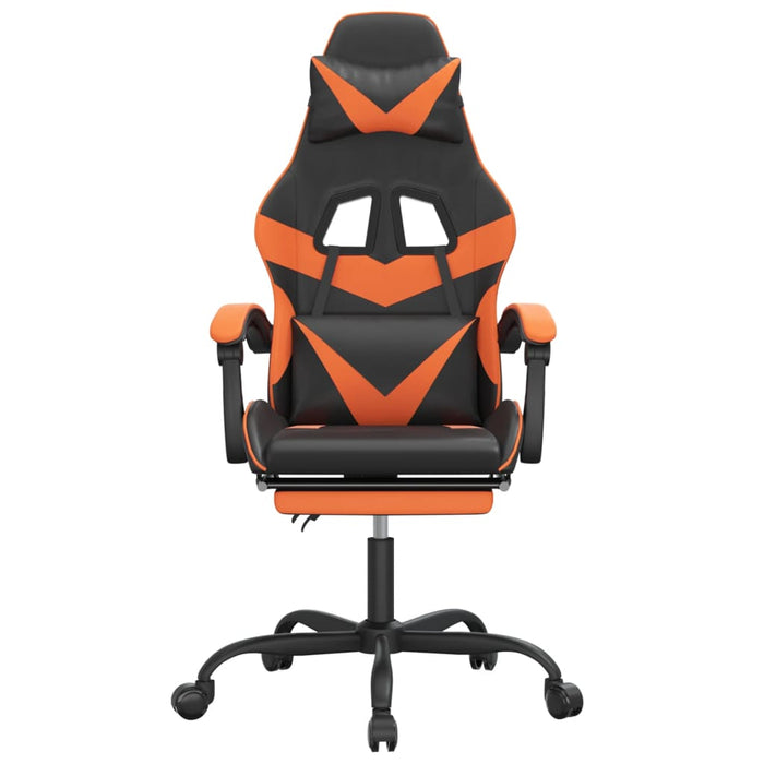 Scaun de gaming cu suport picioare, negru/oranj, piele eco - WALTI WALTI