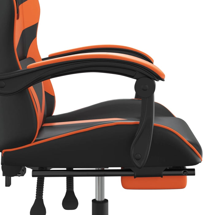 Scaun de gaming cu suport picioare, negru/oranj, piele eco - WALTI WALTI