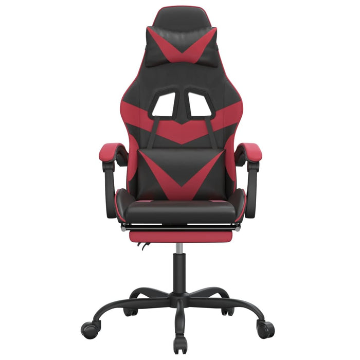 Scaun de gaming cu suport picioare, negru/roșu vin, piele eco - WALTI WALTI