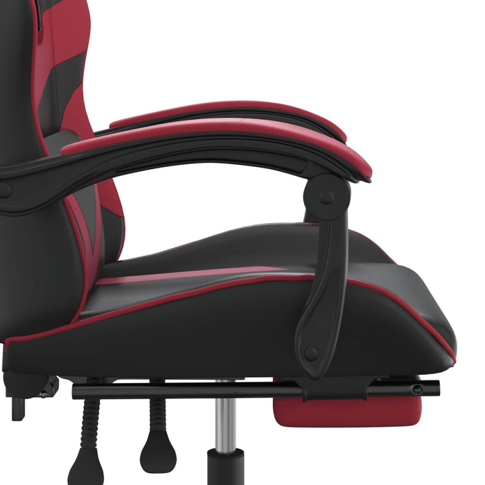 Scaun de gaming cu suport picioare, negru/roșu vin, piele eco - WALTI WALTI