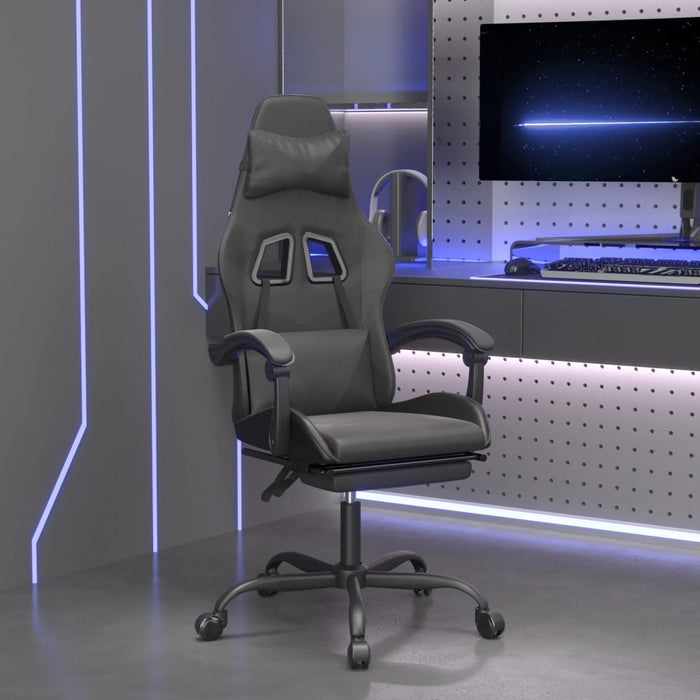 Scaun de gaming cu suport picioare, negru, piele ecologică - WALTI WALTI