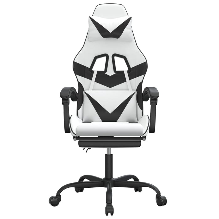 Scaun de gaming cu suport picioare, alb/negru, piele ecologică - WALTI WALTI