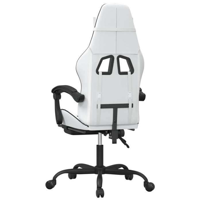 Scaun de gaming cu suport picioare, alb/negru, piele ecologică - WALTI WALTI
