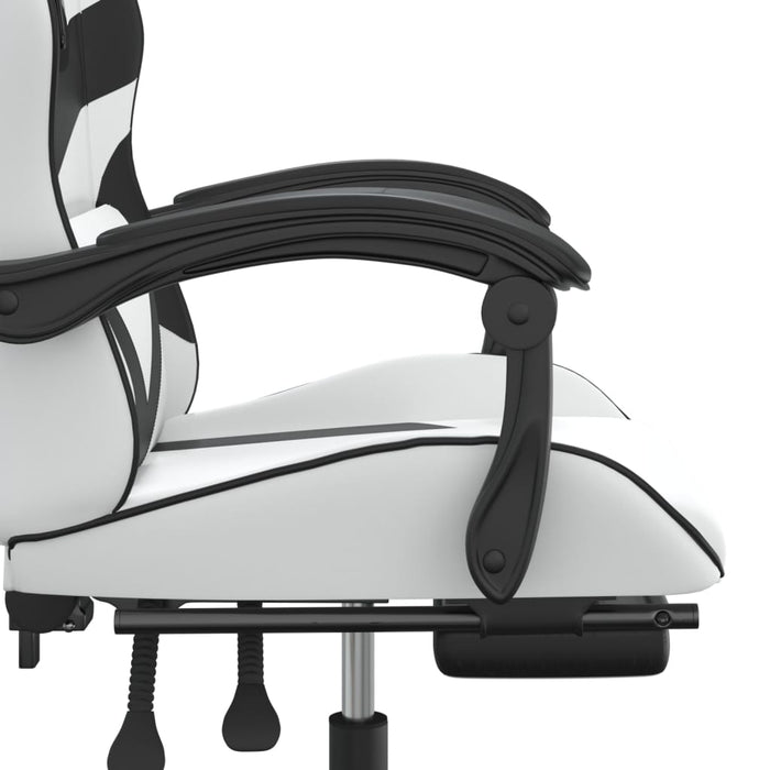 Scaun de gaming cu suport picioare, alb/negru, piele ecologică - WALTI WALTI