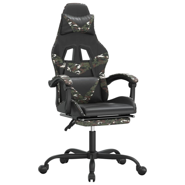 Scaun de gaming cu suport picioare, negru/camuflaj, piele eco - WALTI WALTI