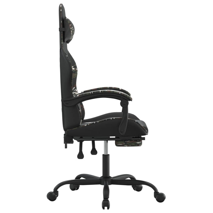 Scaun de gaming cu suport picioare, negru/camuflaj, piele eco - WALTI WALTI
