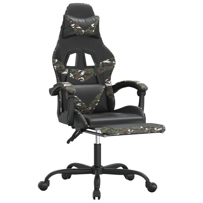 Scaun de gaming cu suport picioare, negru/camuflaj, piele eco - WALTI WALTI