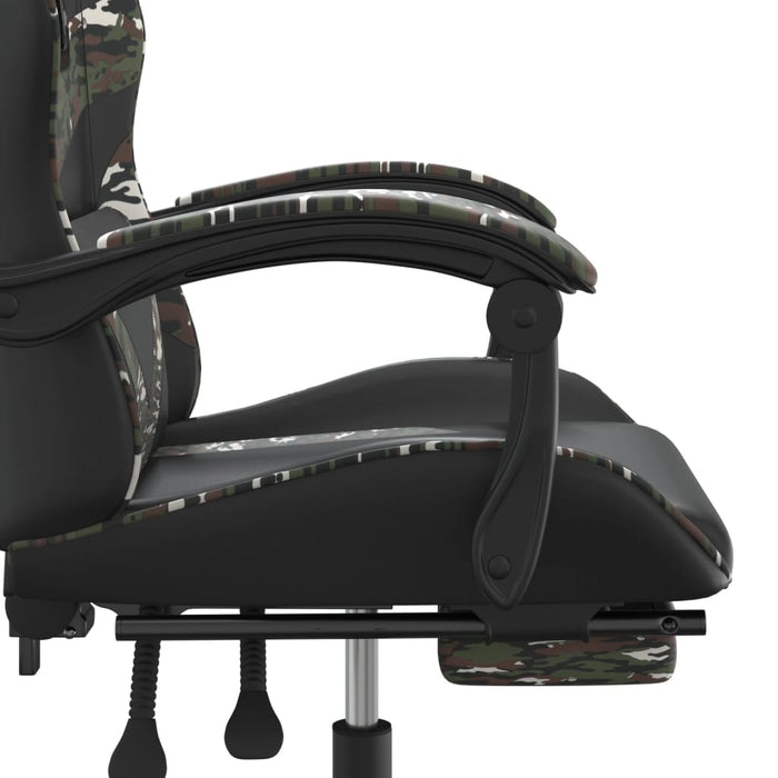 Scaun de gaming cu suport picioare, negru/camuflaj, piele eco - WALTI WALTI
