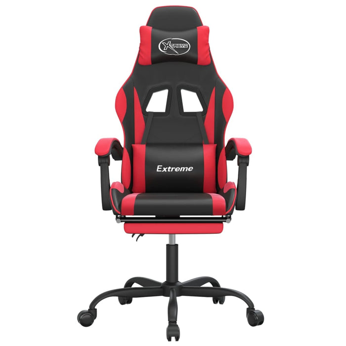 Scaun de gaming cu suport picioare, negru/roșu, piele ecologică - WALTI WALTI