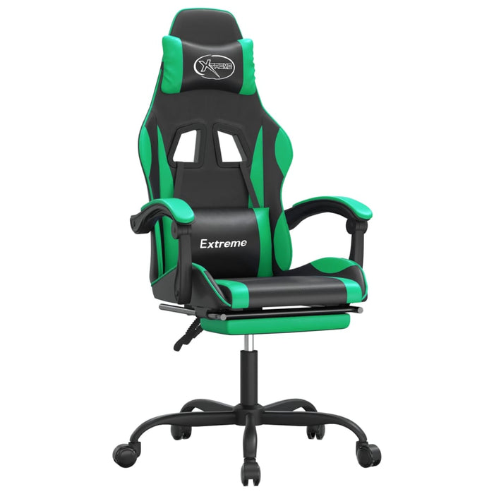 Scaun de gaming cu suport picioare negru/verde, piele ecologică - WALTI WALTI