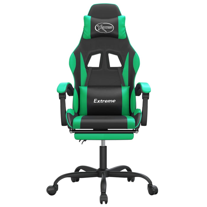 Scaun de gaming cu suport picioare negru/verde, piele ecologică - WALTI WALTI