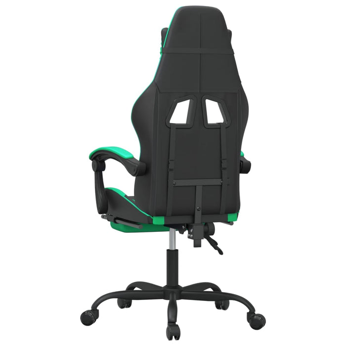 Scaun de gaming cu suport picioare negru/verde, piele ecologică - WALTI WALTI