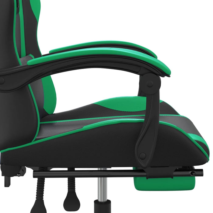 Scaun de gaming cu suport picioare negru/verde, piele ecologică - WALTI WALTI