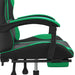 Scaun de gaming cu suport picioare negru/verde, piele ecologică - WALTI WALTI